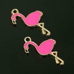 2 Metal Flamingo Charms